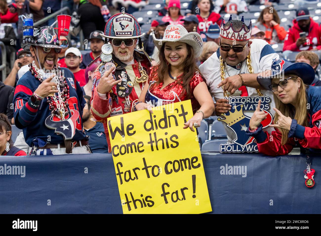 Houston, TX, USA. 13th Jan, 2024. Houston Texans fans prior to a Wild Card playoff game between the Cleveland Browns and the Houston Texans in Houston, TX. Trask Smith/CSM/Alamy Live News Stock Photo