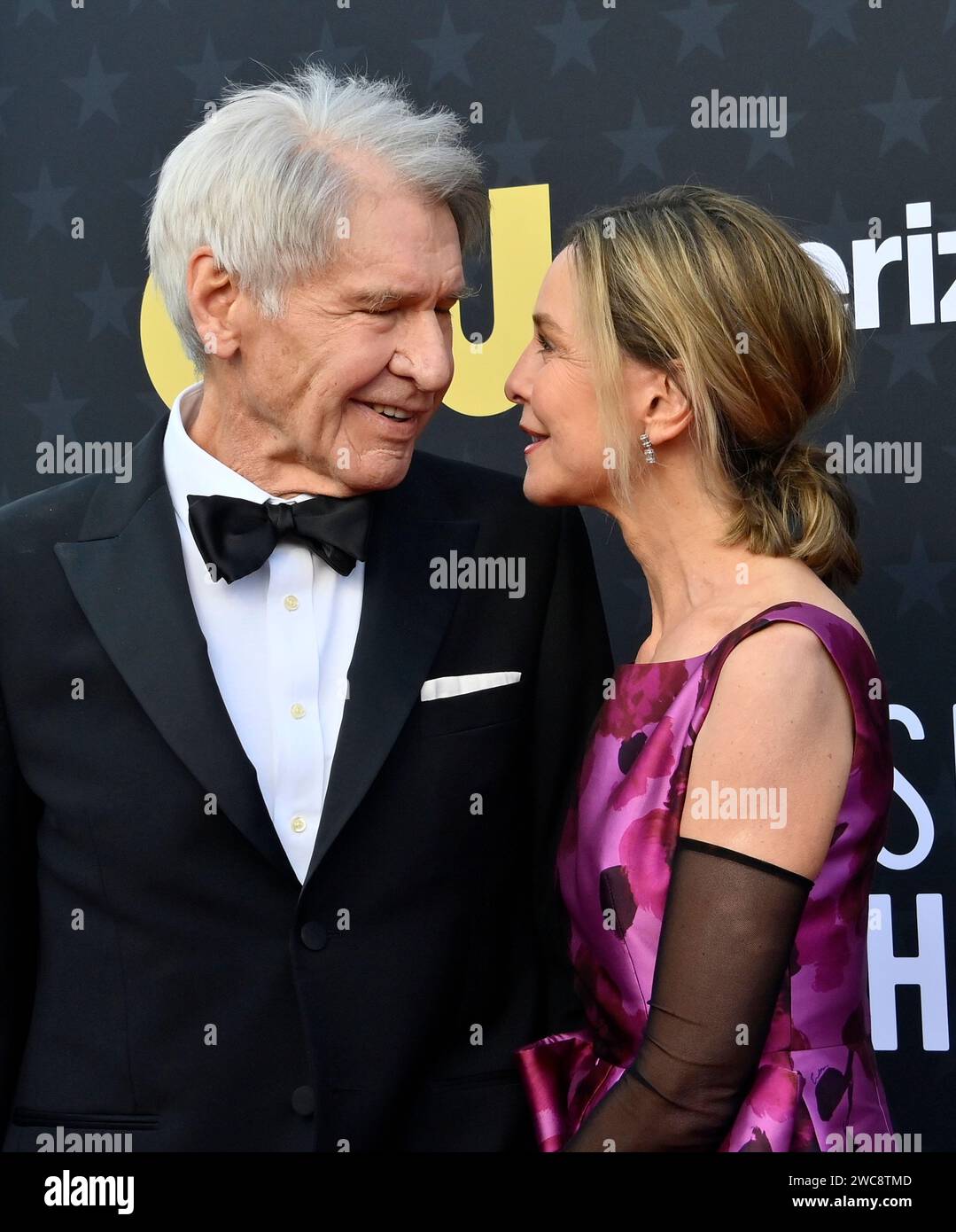 Los Angeles, United States. 14th Jan, 2024. (L-R) Harrison Ford and Calista Flockhart attend the 29th annual Critics' Choice Awards at the Barker Hanger in Santa Monica, California on Sunday, January 14, 2024. Photo by Jim Ruymen/UPI Credit: UPI/Alamy Live News Stock Photo