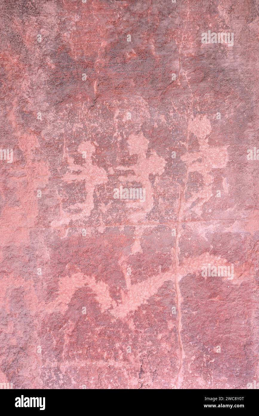 Ancient petroglyphs in Zion National Park, Utah Stock Photo