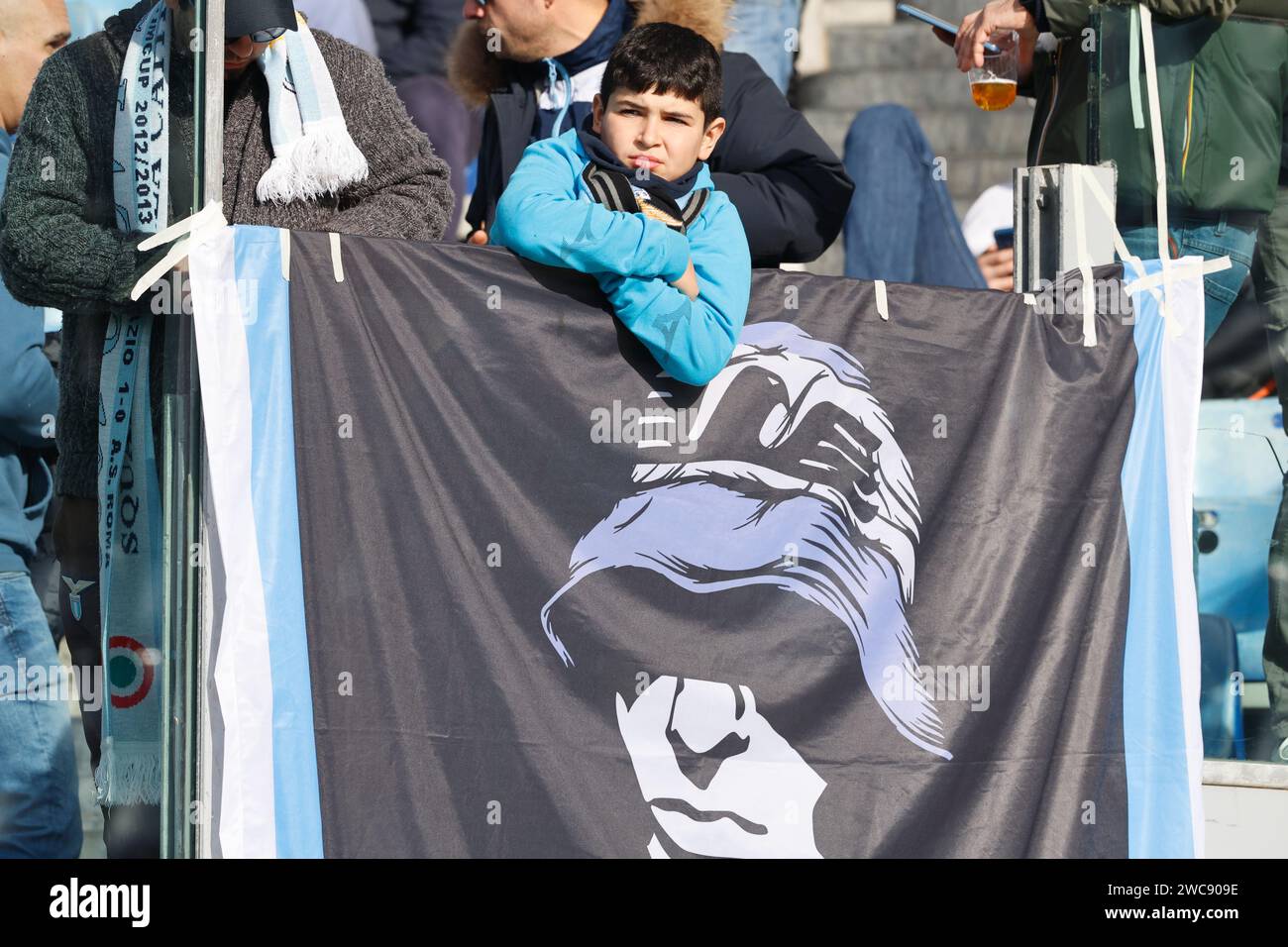 Roma, Italy. 14th Jan, 2024. Lazio kids fan Football/Soccer : Italian