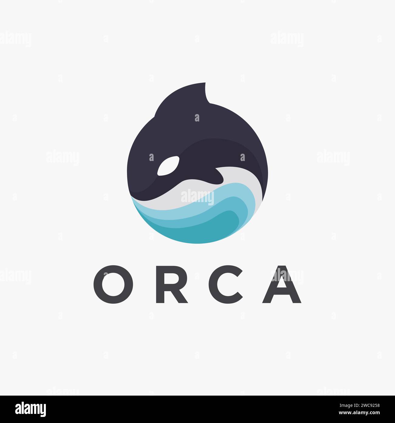 Abstract modern jumping orca killer whale logo icon vector on white