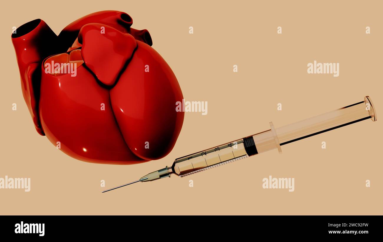 3d rendering heart and medical syringe or known as Intracardiac injection Stock Photo Alamy