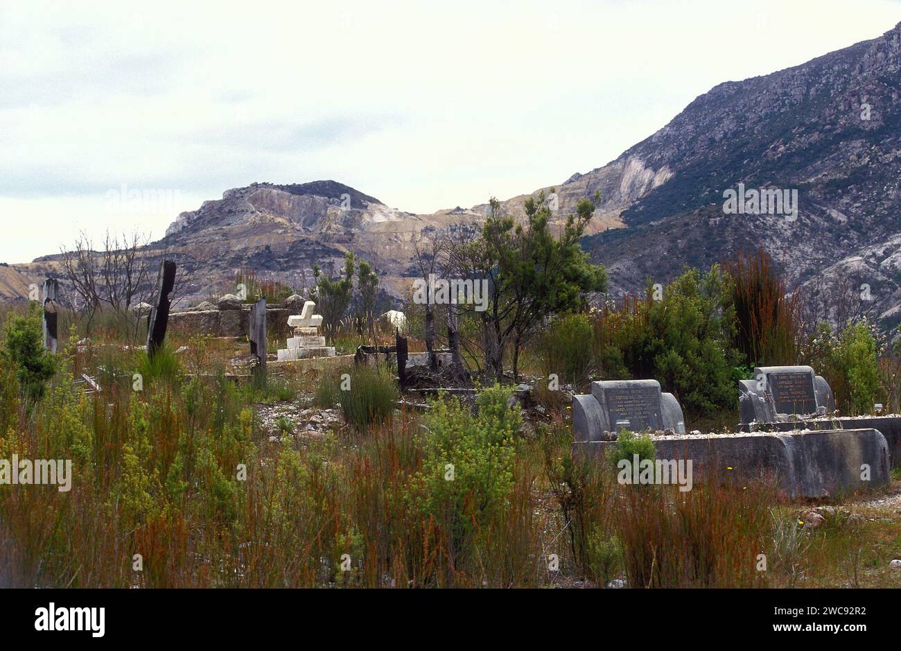 Headstone in old cemetery near Queenstown, Tasmania, Australia Stock ...
