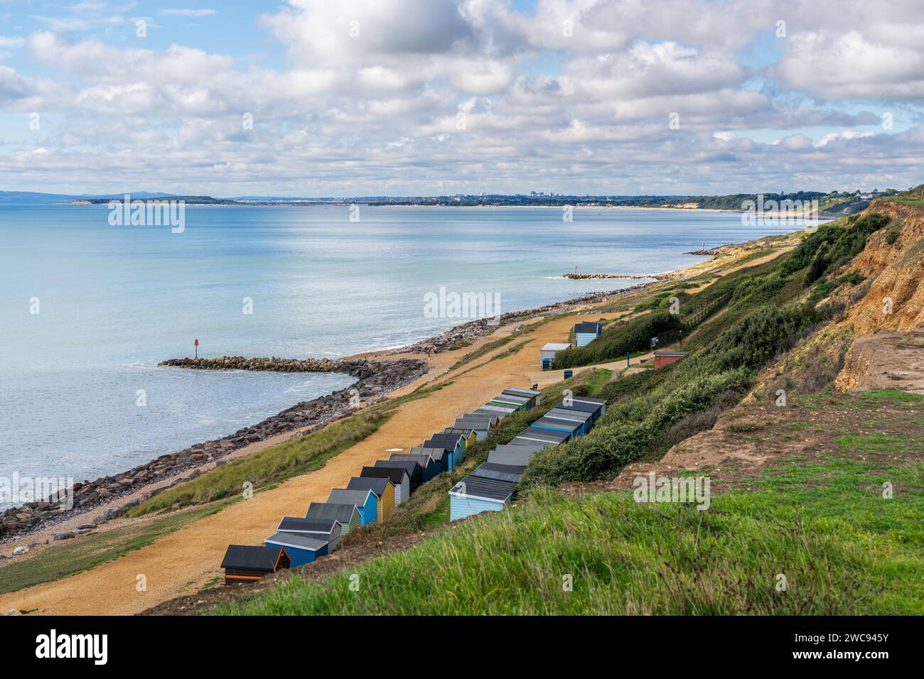 Beach Huts on the Channel Coast in Bartononsea, Hampshire, England, UK Stock Photo Alamy