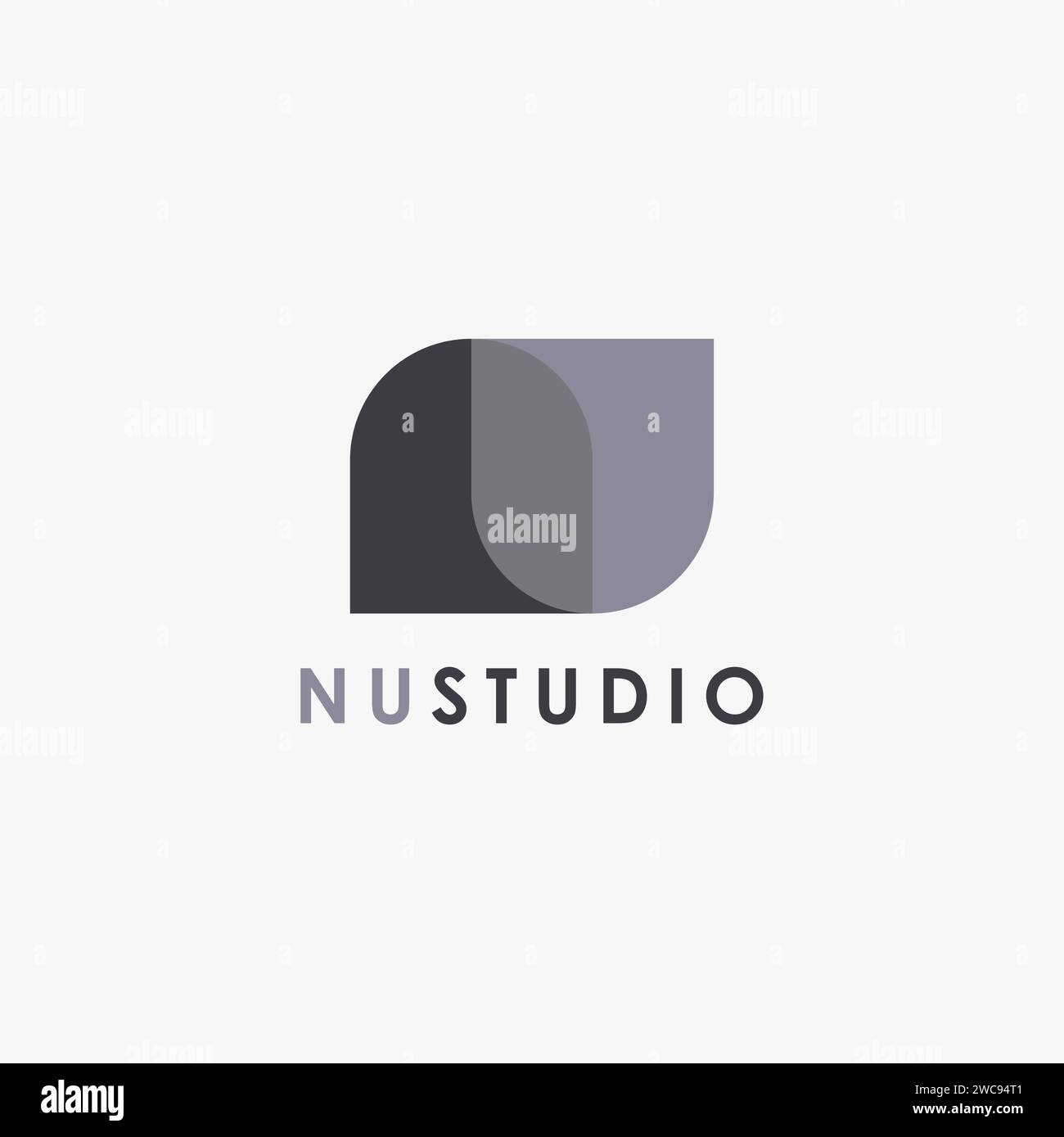 Abstract Letter N and U, NU, UN monogram logo vector icon on white ...