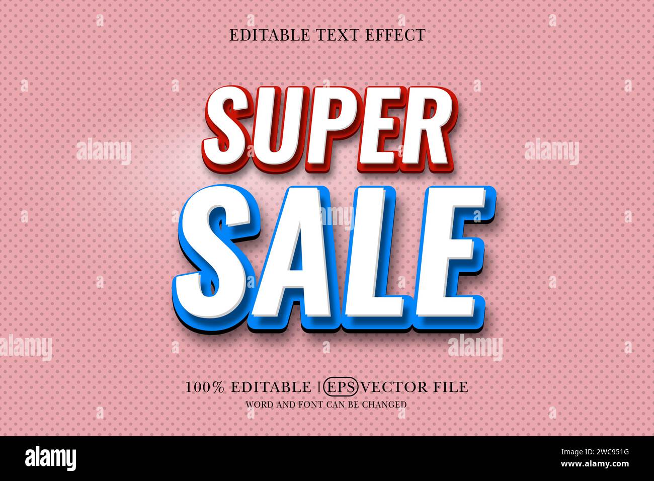 Super sale 3D editable vector text style effect Stock Vector