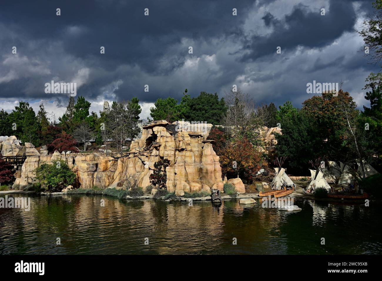 Cloud Over Indian Reserve - Disneyland Park Stock Photo