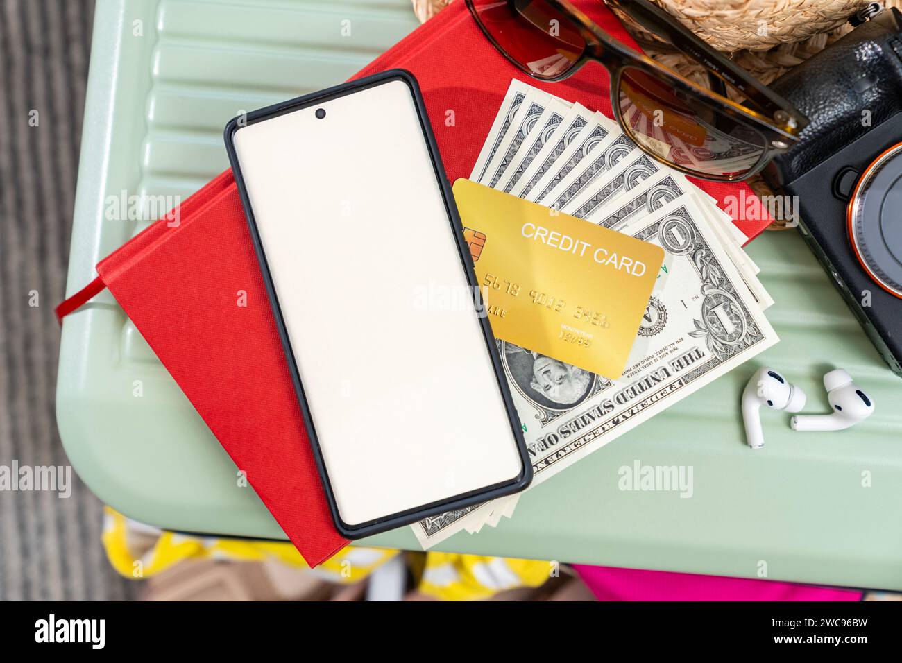 Preparing a credit card for travel Stock Photo