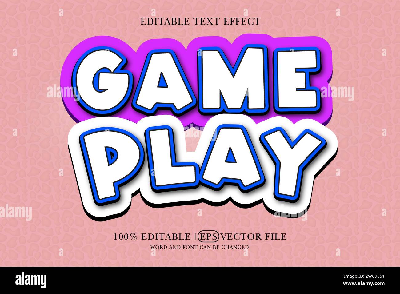 Game Play 3D Cartoon Template Style Premium Vector with Editable Text Effect Stock Vector