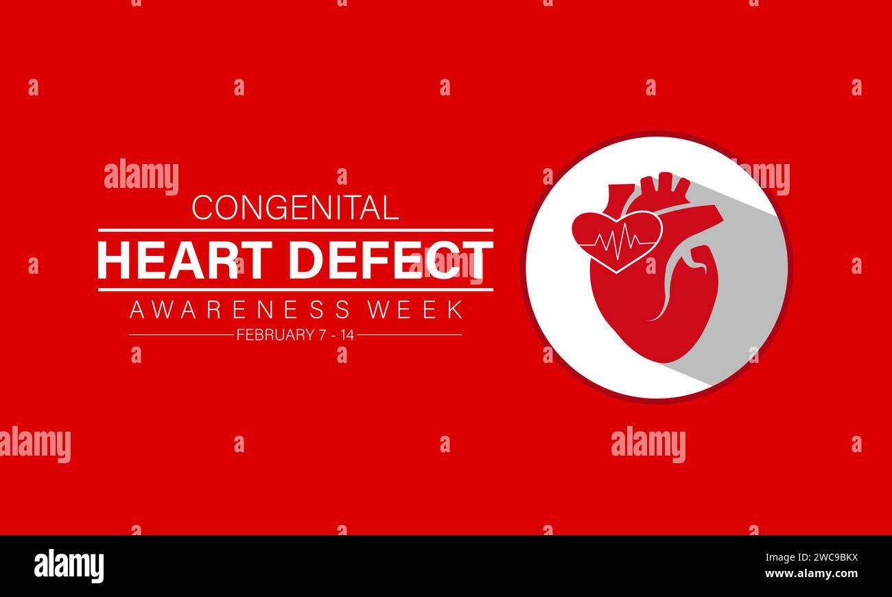 Congenital Heart Defect Awareness Week observed every year in month of february. Vector health banner, flyer, poster and social medial template design Stock Vector