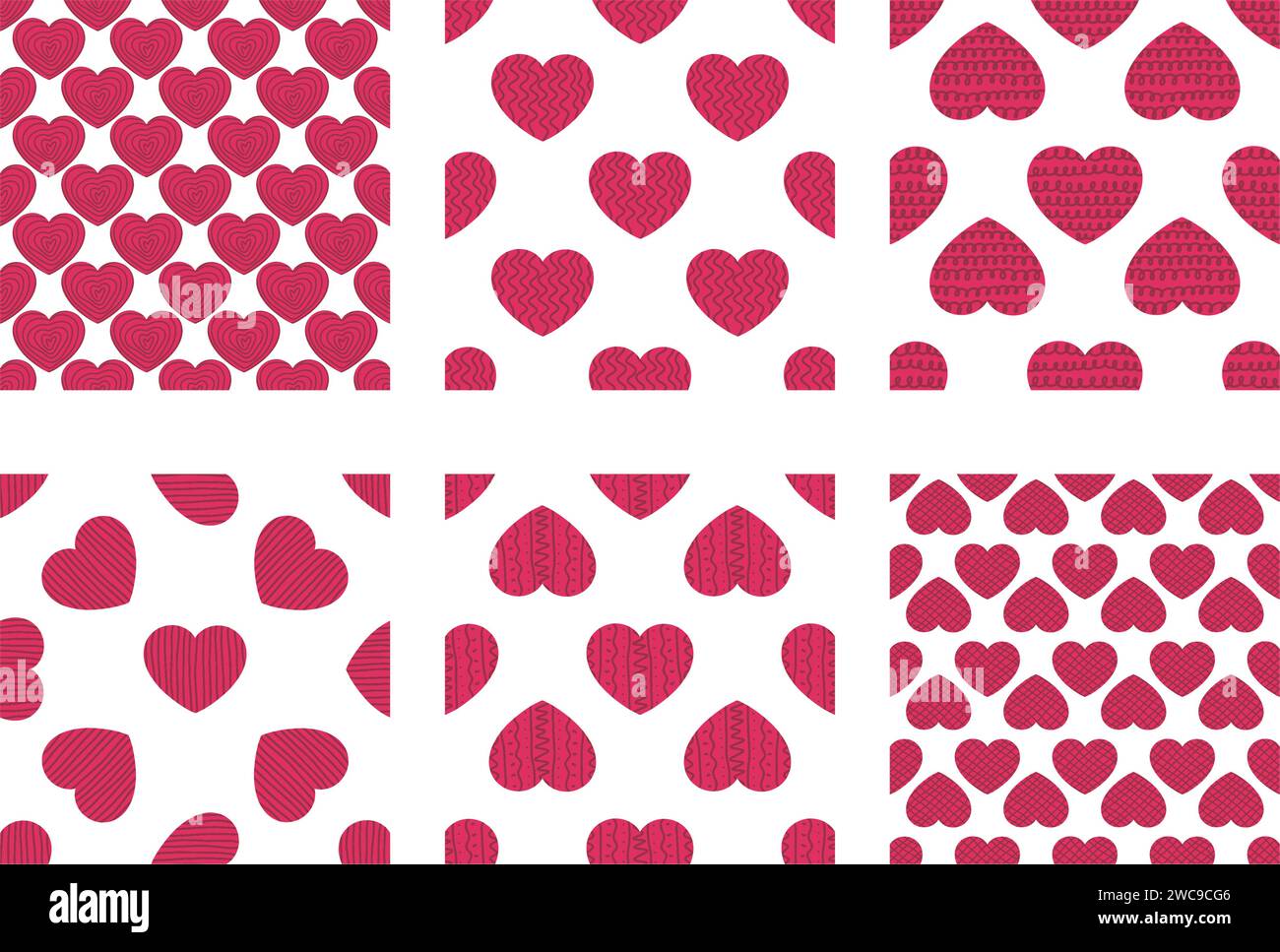 Romantic seamless pattern set vector illustration Stock Vector Image ...