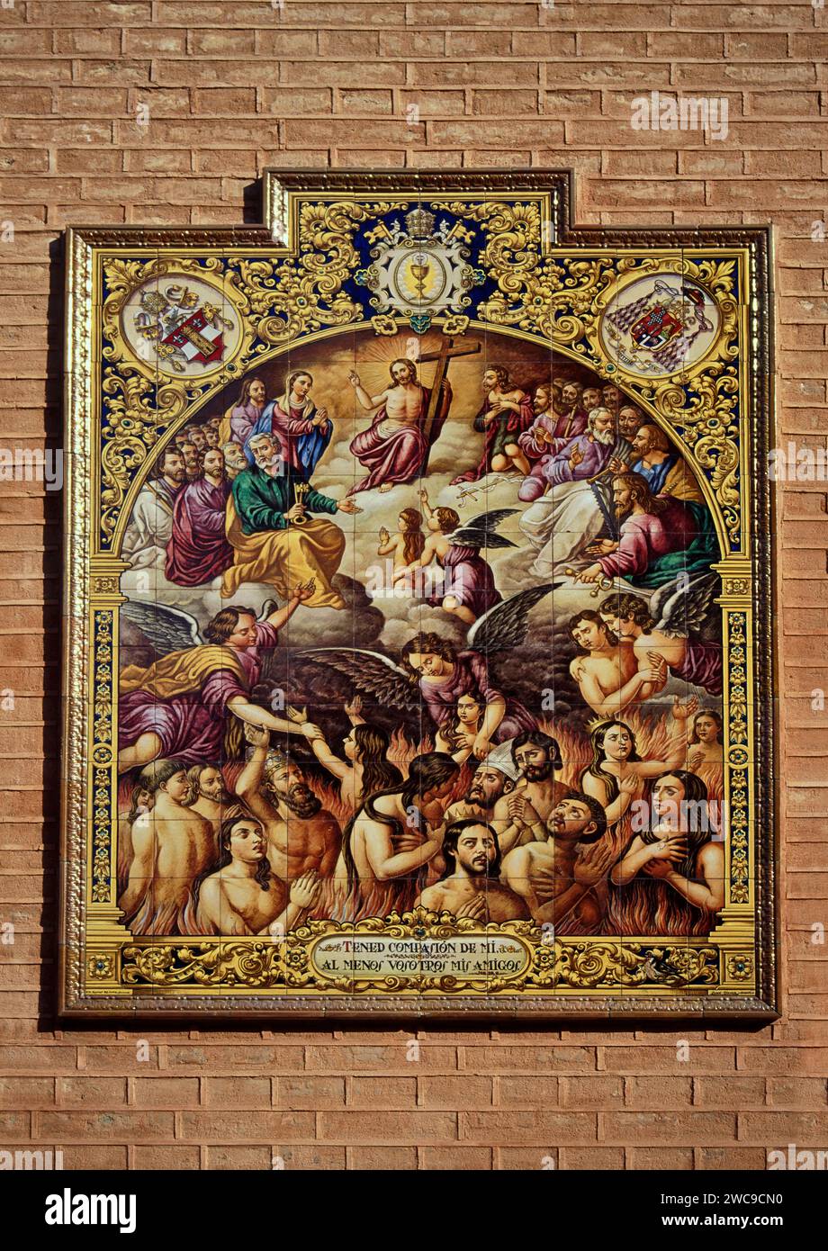The Last Judgment, azulejo tile painting by Ramos Resano at Iglesia de