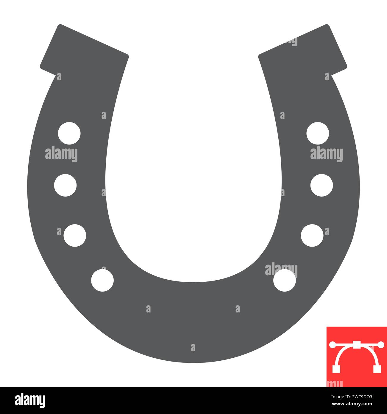 Horseshoe glyph icon, St. Patrick's Day and horse farm, horseshoe