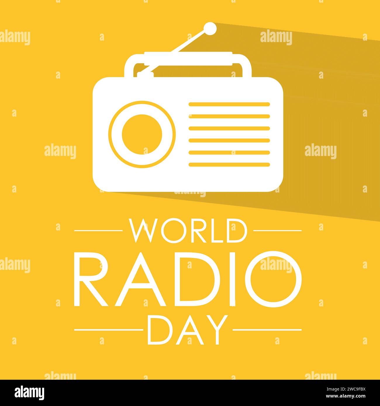 World Radio Day celebrated every year on 13th February. Vector banner