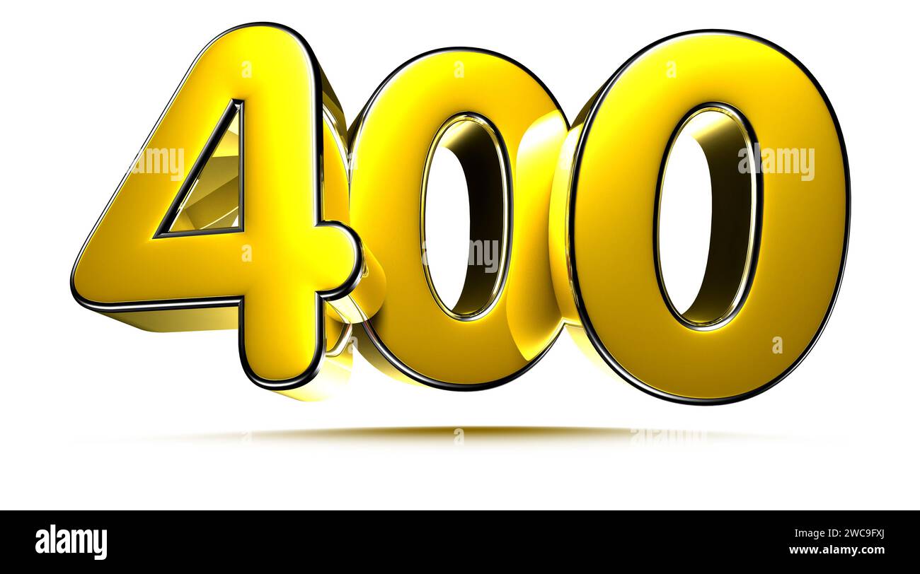 400 gold 3D illustration on white background have work path