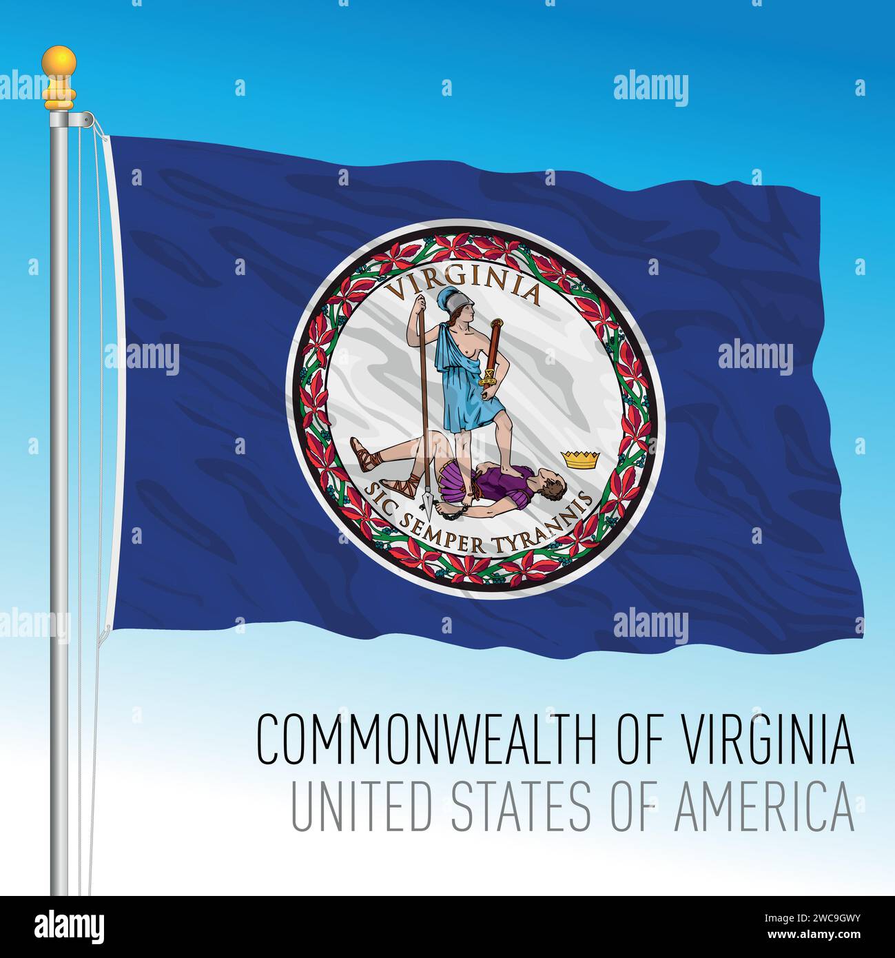 Virginia federal state flag, United States, USA, vector illustration Stock Vector