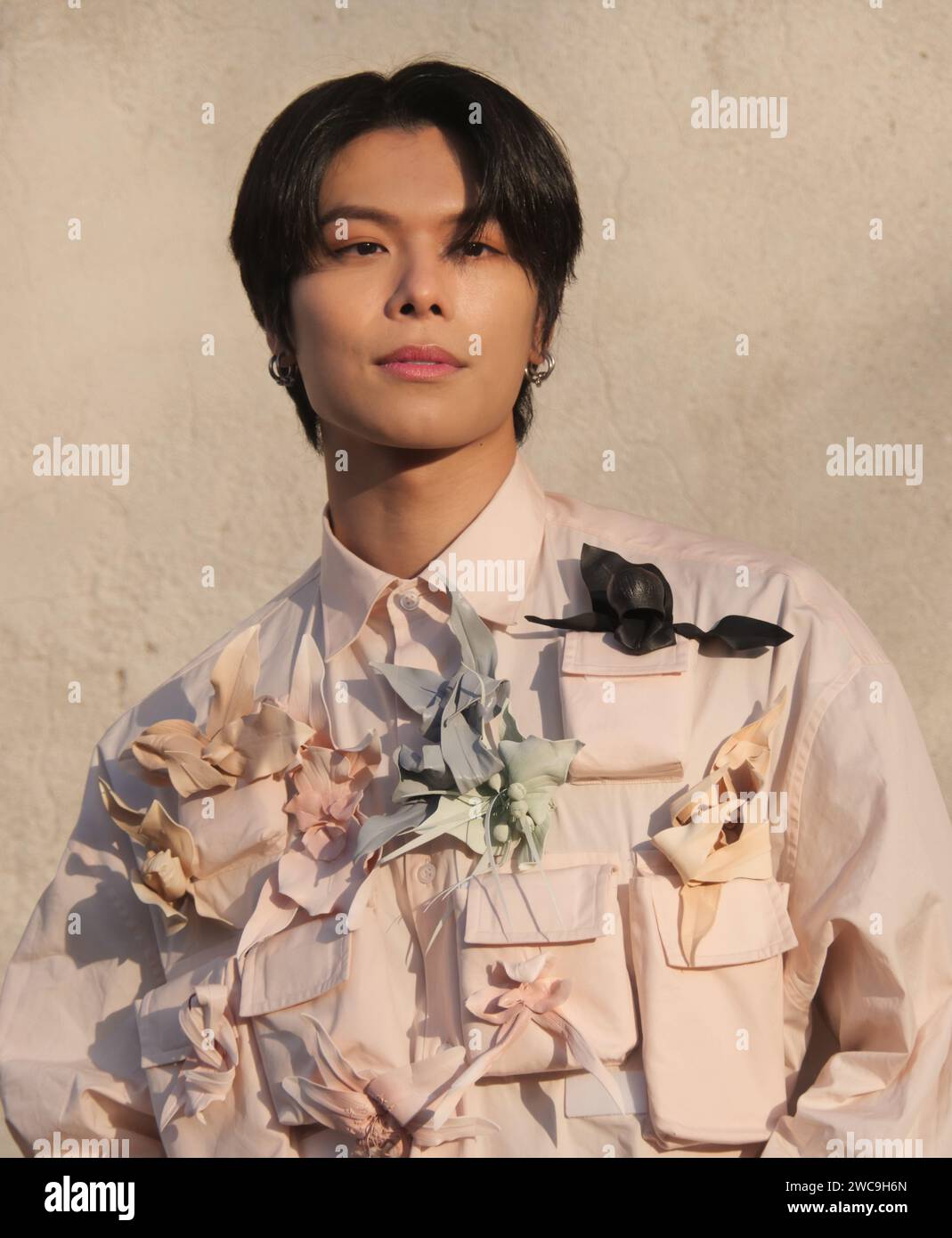Glenn Yong street style outfit after Prada fashion show, during Milano
