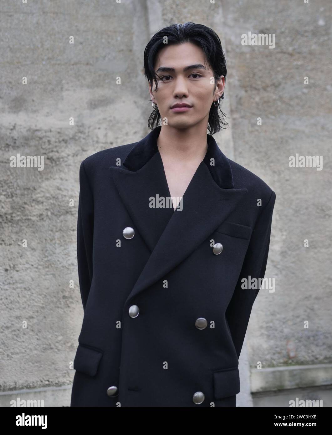 Shuzo street style outfit after Prada fashion show, during Milano