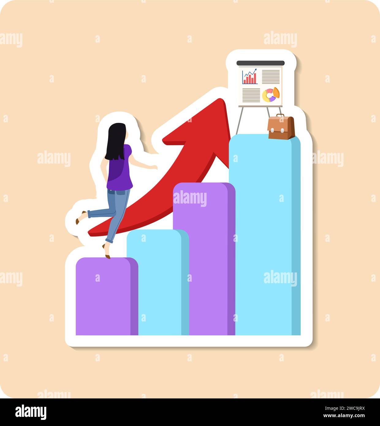 Career advancement sticker illustration. Career advancement abstract