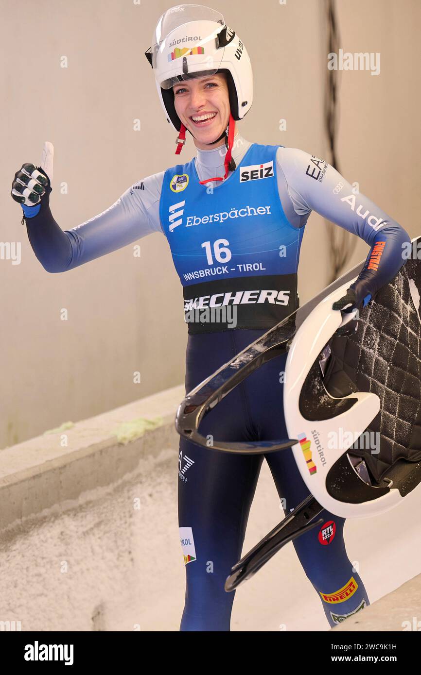 Innsbruck, Österreich 13.- 14. Januar 2024: Eberspächer Rennrodel Weltcup - 2023/2024 - 13.01.2024 Im Bild: Verena Hofer (ITA) Stock Photo