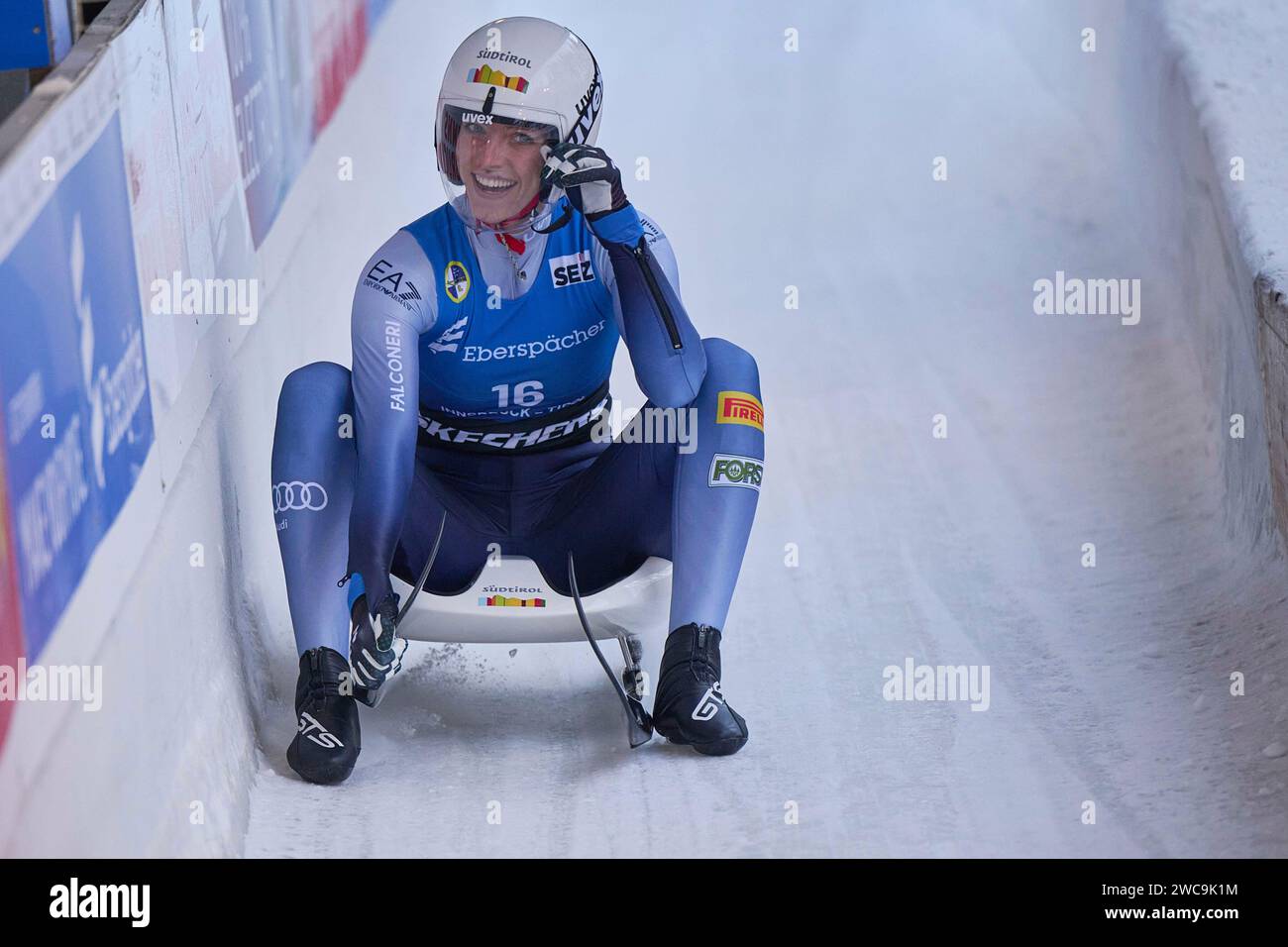 Innsbruck, Österreich 13.- 14. Januar 2024: Eberspächer Rennrodel Weltcup - 2023/2024 - 13.01.2024 Im Bild: Verena Hofer (ITA) Stock Photo