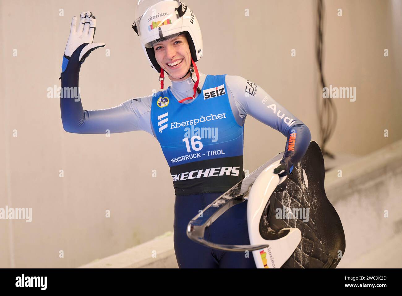 Innsbruck, Österreich 13.- 14. Januar 2024: Eberspächer Rennrodel Weltcup - 2023/2024 - 13.01.2024 Im Bild: Verena Hofer (ITA) Stock Photo