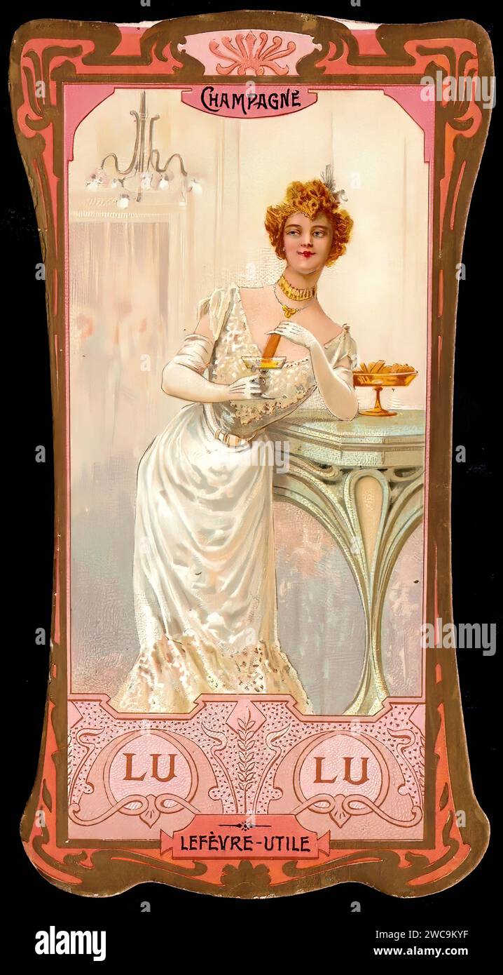 Carte postale avec image Belle Epoque de Mucha 1939(?) Carte postale avec image Belle Epoque de Mucha 1939(?)