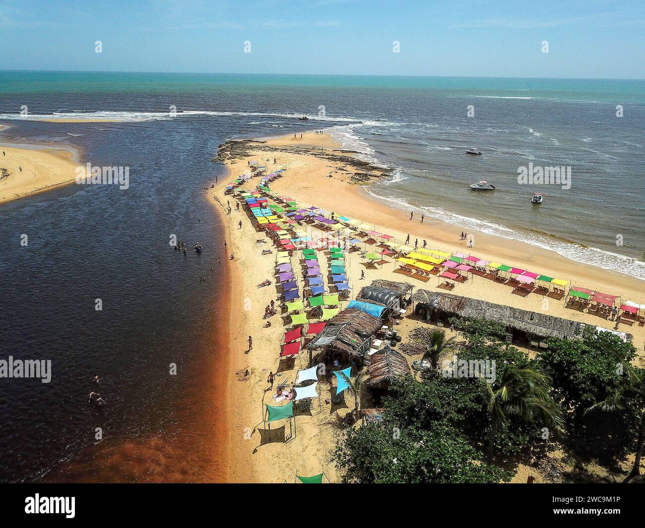 An aerial view of Caraiva Beach in Porto Seguro in Bahia, Brazil Stock ...