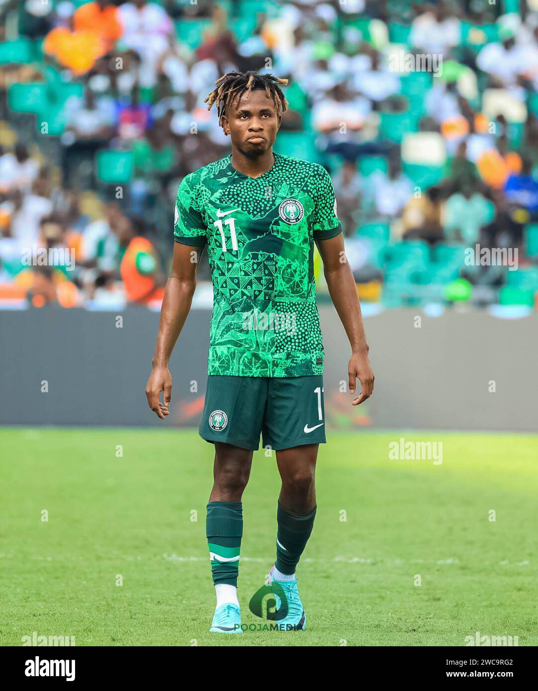 Samuel Chukwueze in action against Equatorial Guinea at AFCON in Cote d ivoire Copyright: xSulaimanxPoojax Stock Photo
