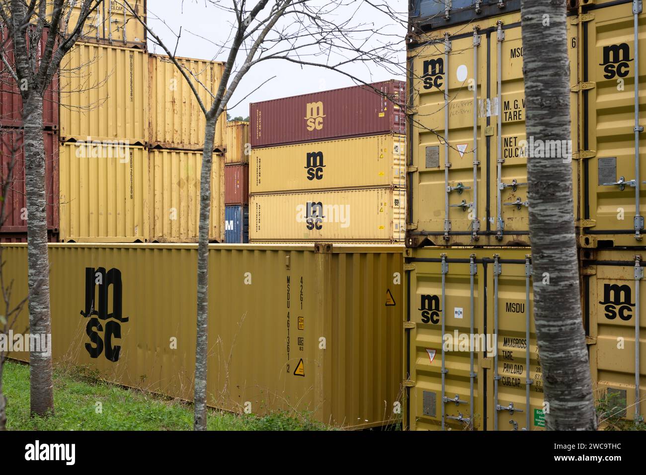 MSC shipping containers, Spain Stock Photo Alamy
