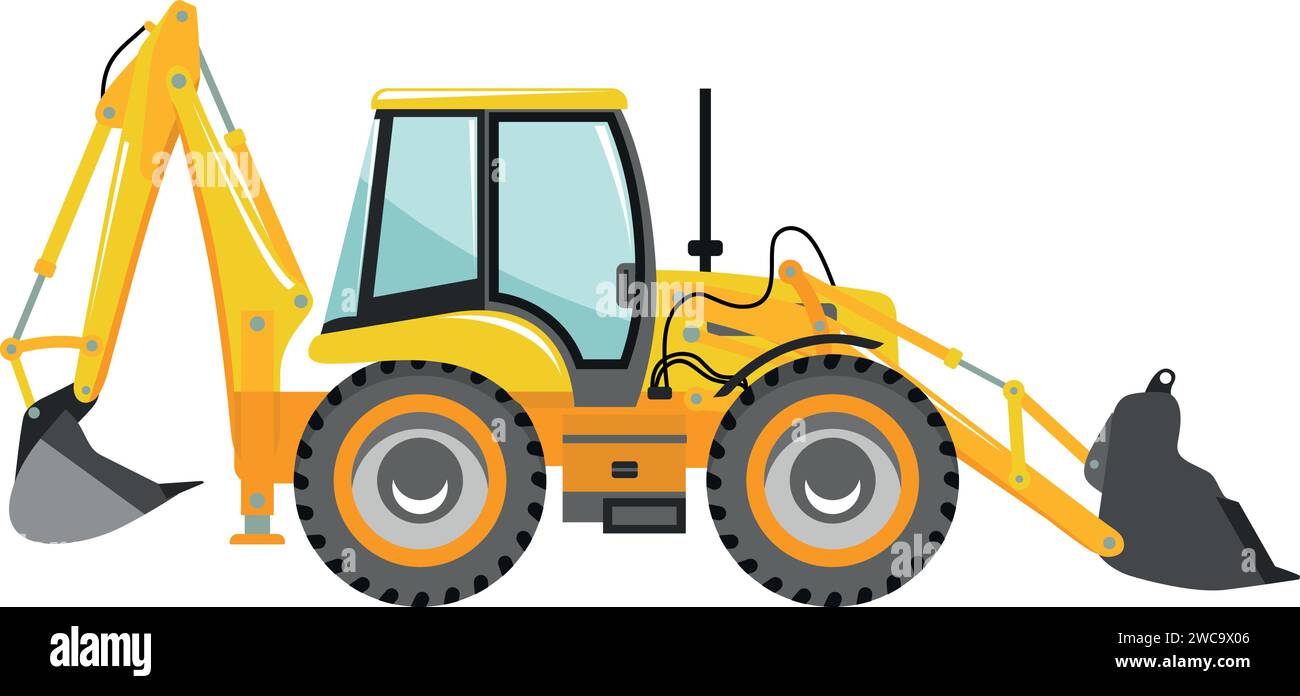 Wheel Backhoe Loader Icon in Flat Style Stock Vector Image & Art - Alamy