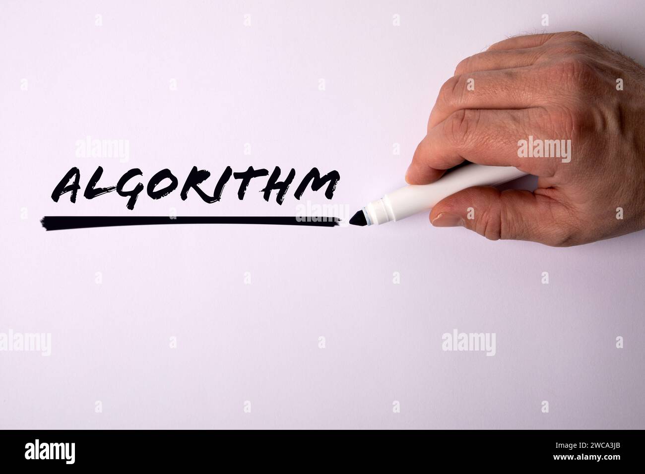 Algorithm. Text and drawn line on a white background Stock Photo - Alamy