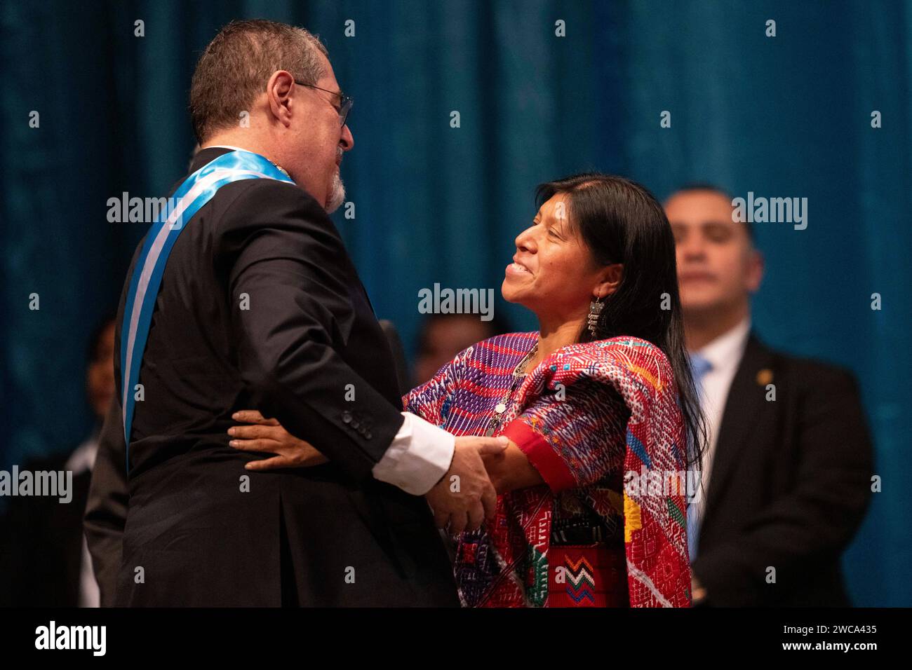Congresswoman Sonia Gutierrez, right, greets Guatemalan