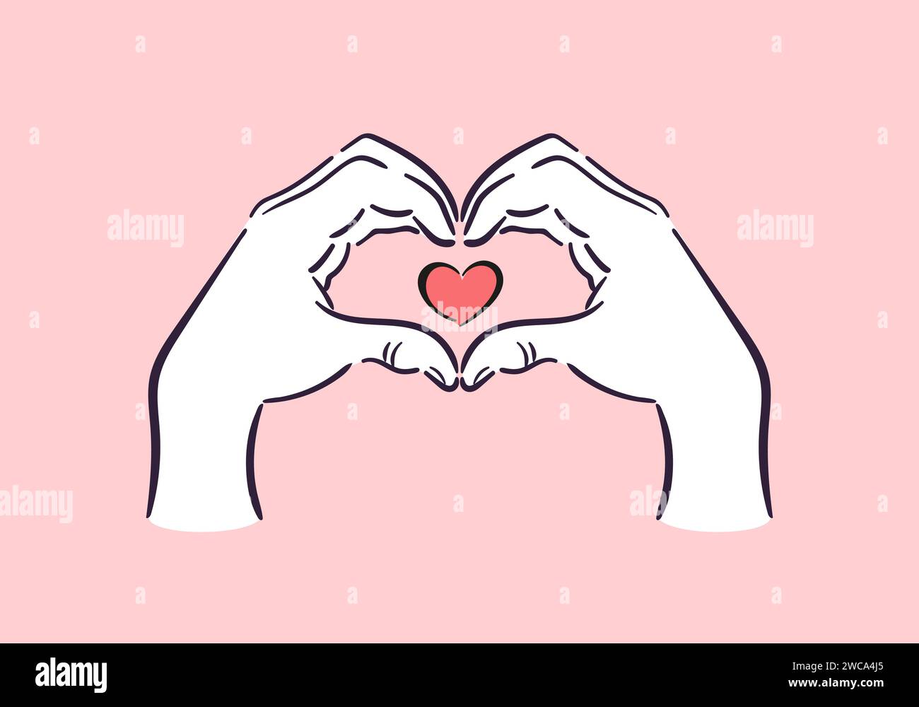 Hand Heart. Happy Valentines Day. gesture depicting love. Vector ...