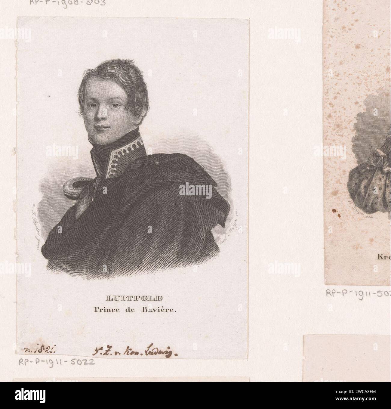 Portrait of Luitpold van Bavaria, Carl Mayer, After Joseph Karl Stieler, 1845 print  Nuremberg paper steel engraving historical persons Stock Photo