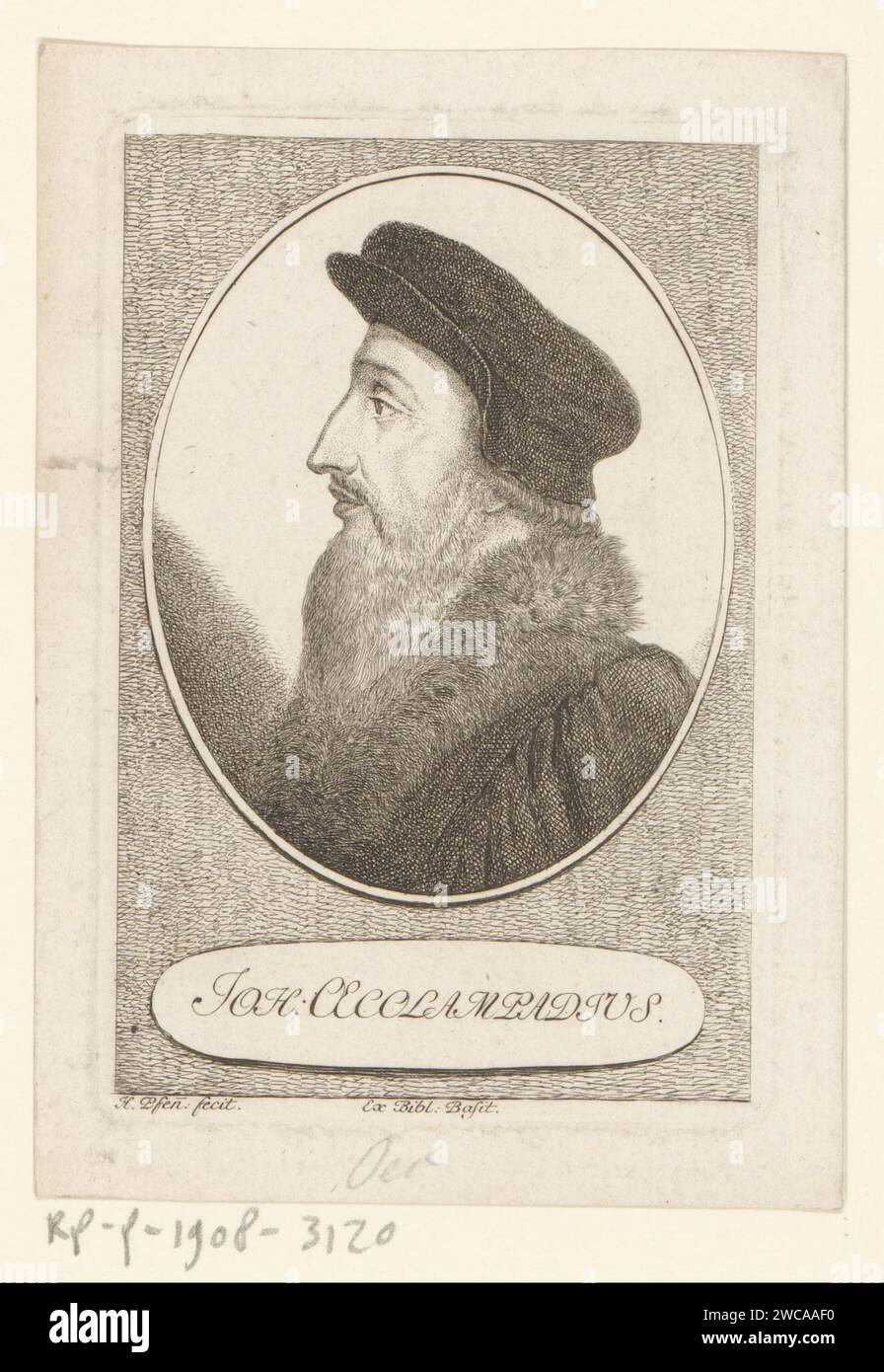 Portrait van Johannes Oecolampadius, Heinrich Pfenninger, 1759 - 1815 ...