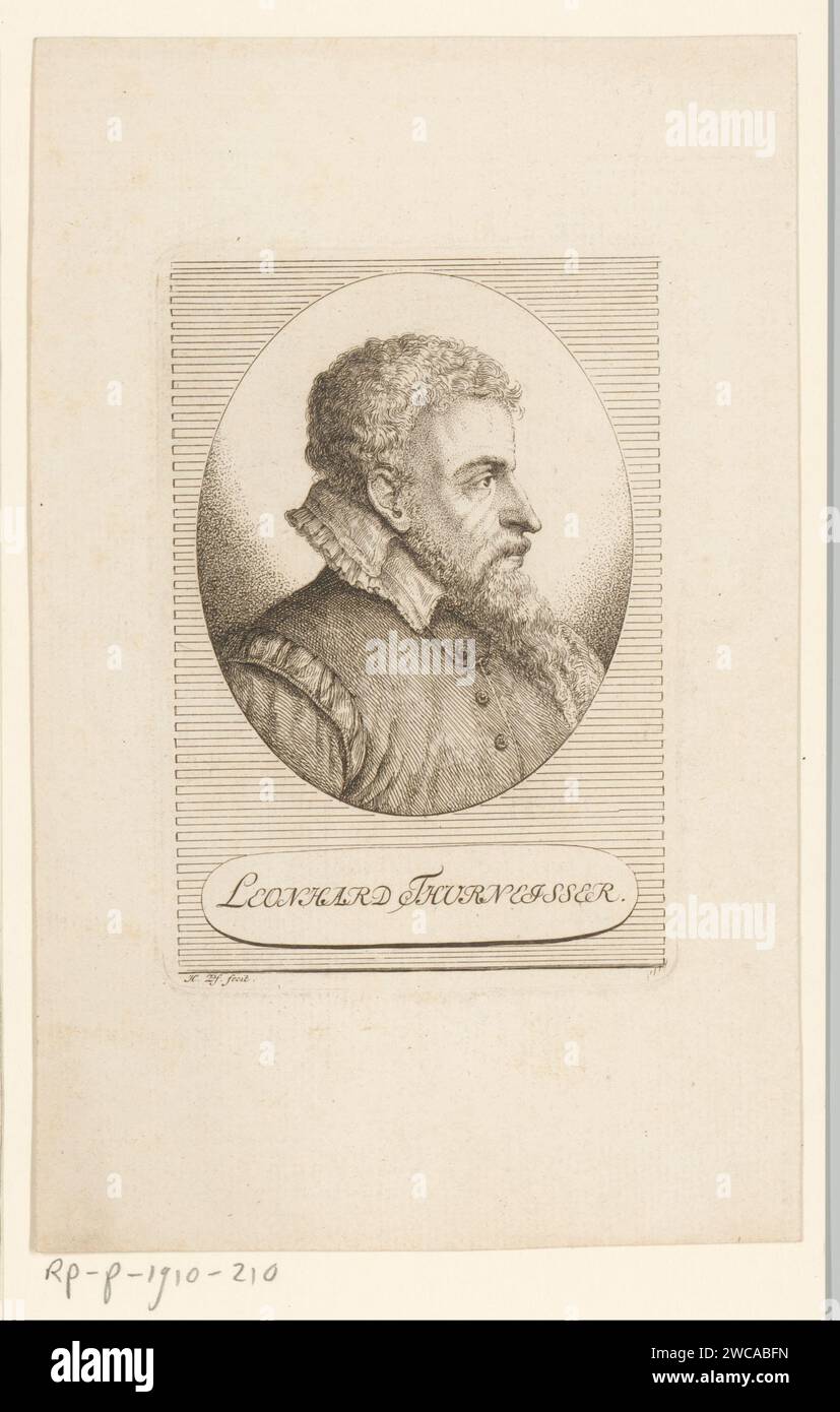 Portrait van Leonhard Thurneisser, Heinrich Pfenninger, 1759 - 1815 print   paper etching historical persons Stock Photo