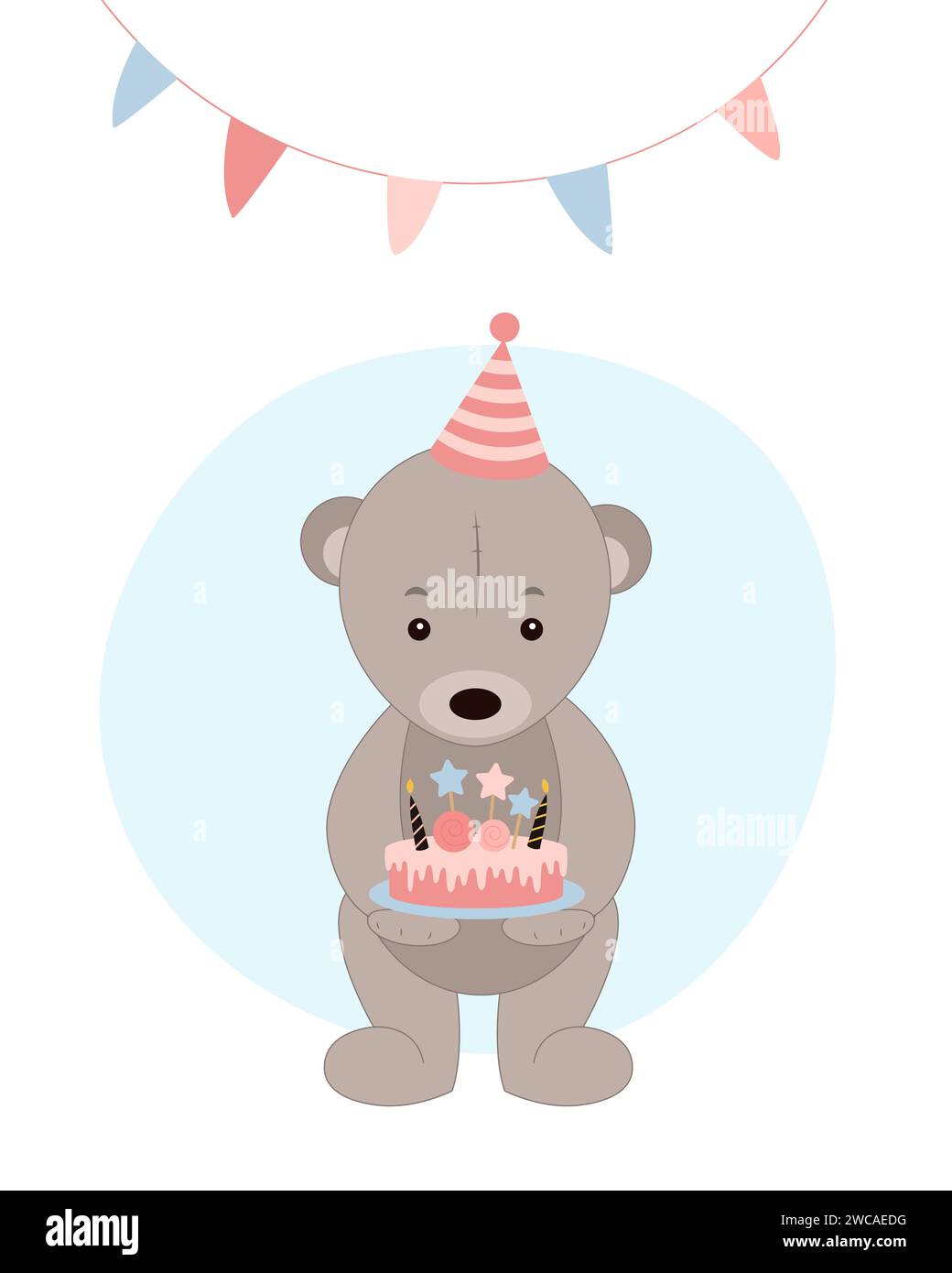 baby girl birthday cake with cute teddy bear figurines image Stock Photo -  Alamy