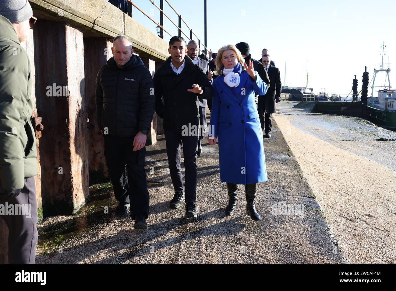 Prime Minister Rishi Sunak (centre) and MP for Southend West Anna Firth ...