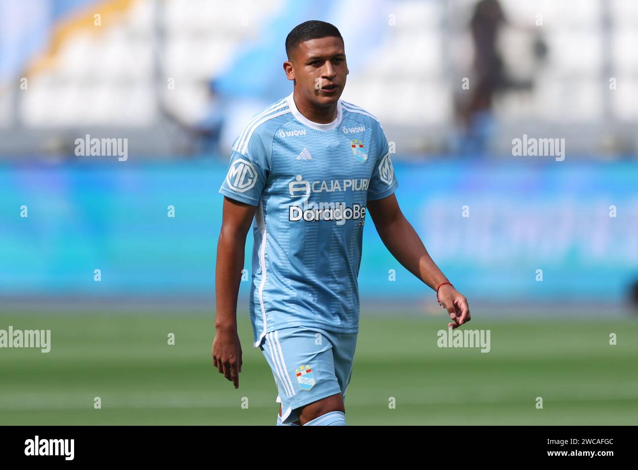 Lima, Peru. 14th Jan, 2024. Fernando Pacheco of Sporting Cristal during the friendly match between Sporting Cristal and Universidad Catolica de Chile played at Nacional Stadium on January 14, 2024 in Lima, Peru. (Photo by Miguel Marrufo/PRESSINPHOTO) Credit: PRESSINPHOTO SPORTS AGENCY/Alamy Live News Stock Photo