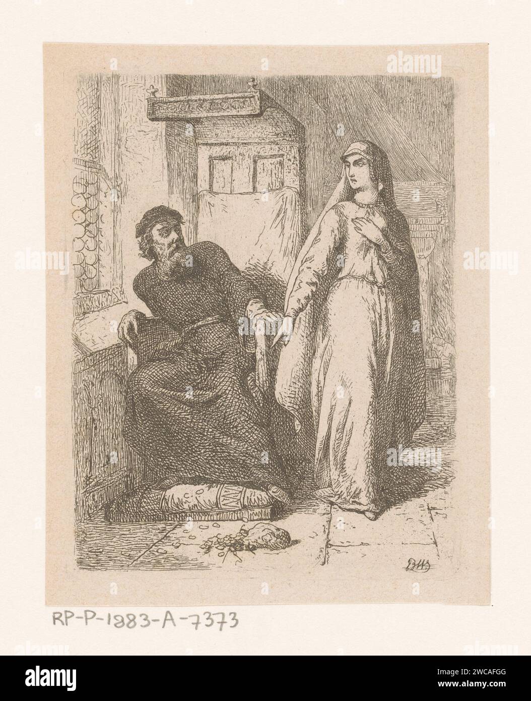 Bruno and his daughter Laura, Johan Bernhard Wittkamp, 1857 print After ...