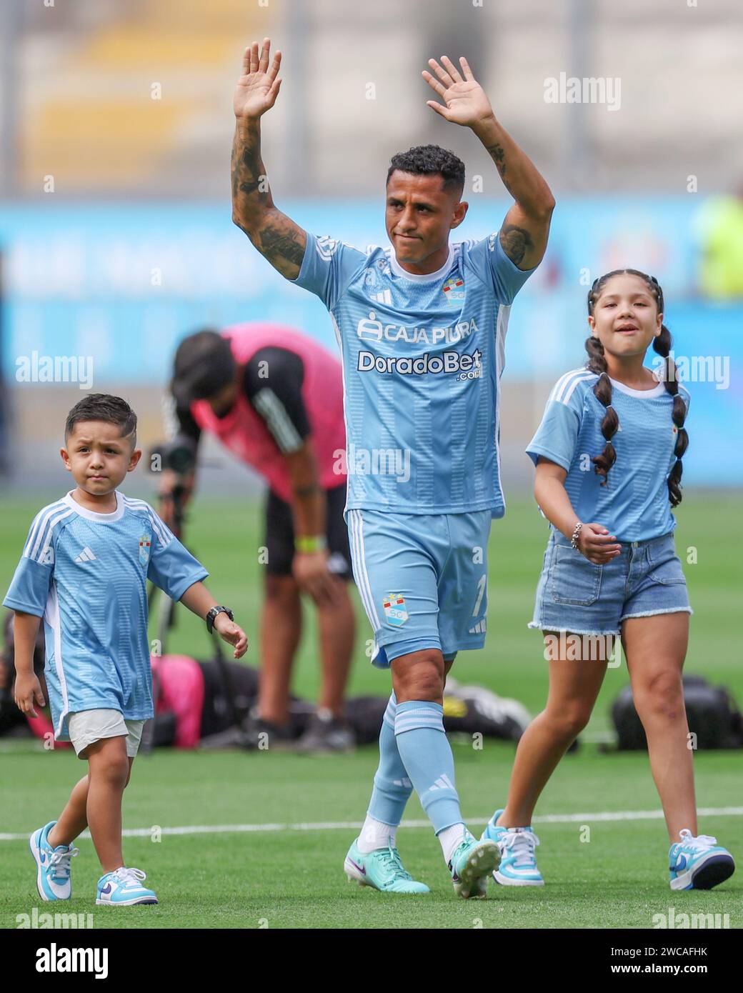 Lima, Peru. 14th Jan, 2024. Yoshimar Yotun of Sporting Cristal during the friendly match between Sporting Cristal and Universidad Catolica de Chile played at Nacional Stadium on January 14, 2024 in Lima, Peru. (Photo by Miguel Marrufo/PRESSINPHOTO) Credit: PRESSINPHOTO SPORTS AGENCY/Alamy Live News Stock Photo