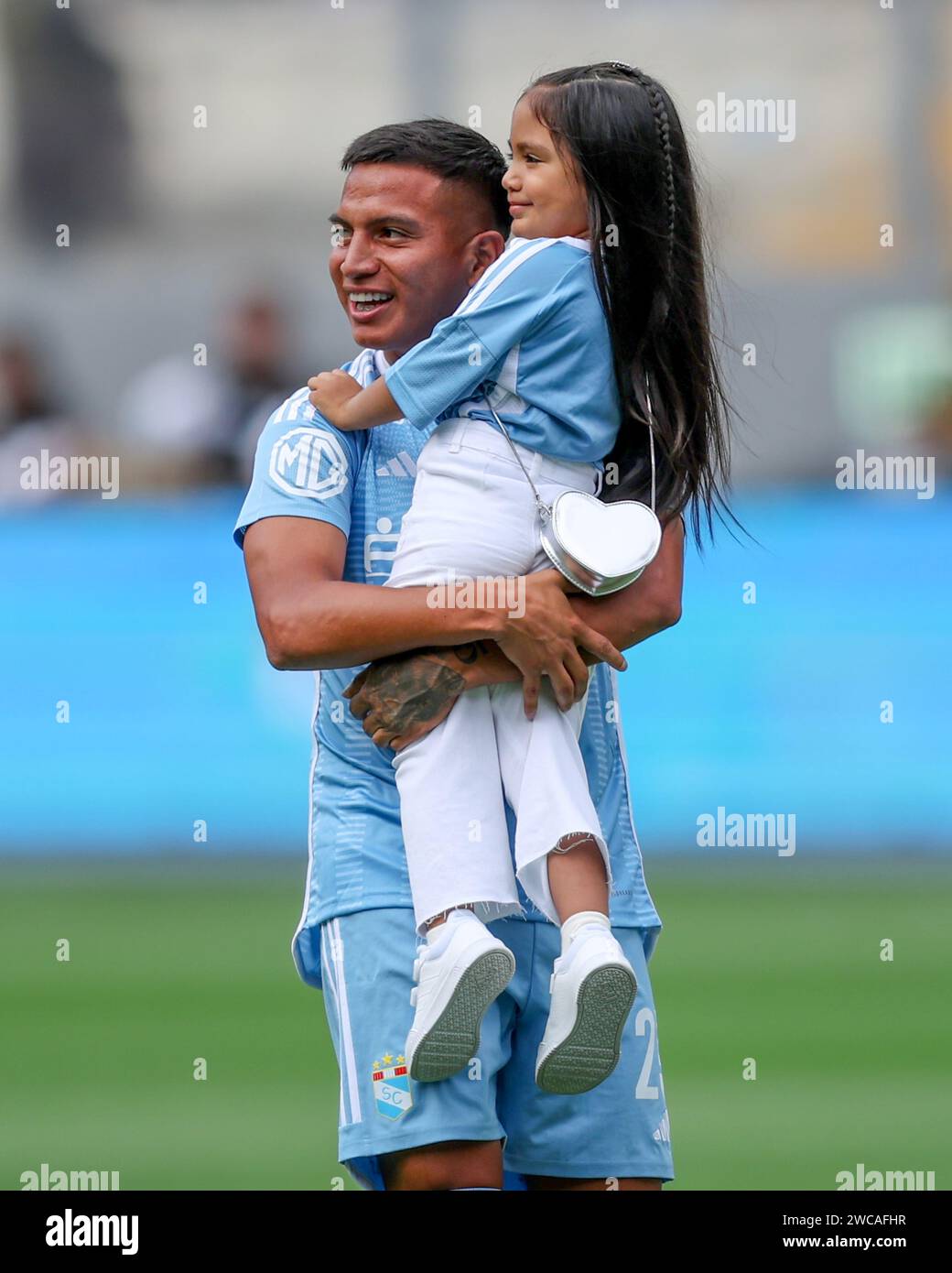 Lima, Peru. 14th Jan, 2024. Martin Tavara of Sporting Cristal during the friendly match between Sporting Cristal and Universidad Catolica de Chile played at Nacional Stadium on January 14, 2024 in Lima, Peru. (Photo by Miguel Marrufo/PRESSINPHOTO) Credit: PRESSINPHOTO SPORTS AGENCY/Alamy Live News Stock Photo