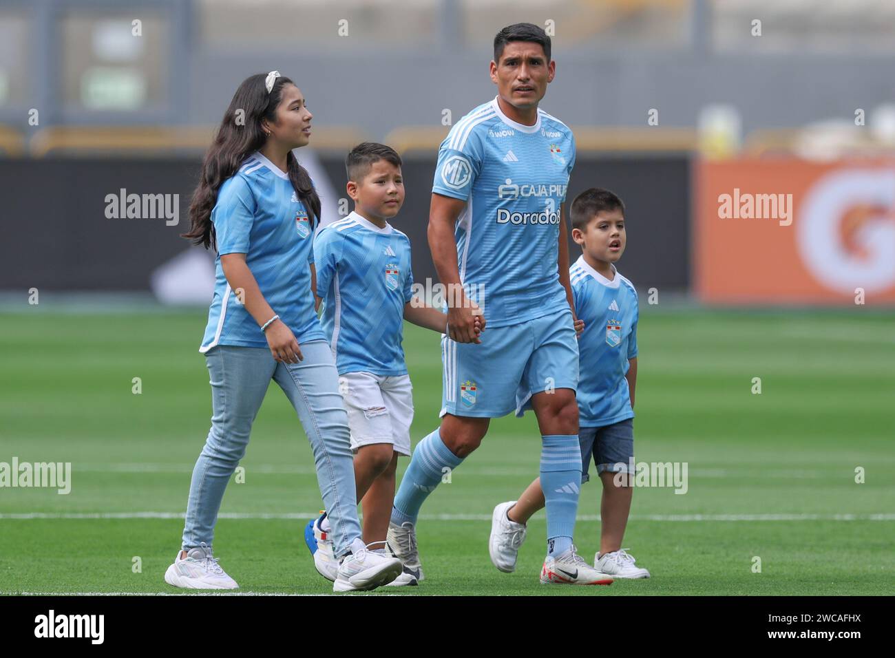 Lima, Peru. 14th Jan, 2024. Irven Avila of Sporting Cristal during the friendly match between Sporting Cristal and Universidad Catolica de Chile played at Nacional Stadium on January 14, 2024 in Lima, Peru. (Photo by Miguel Marrufo/PRESSINPHOTO) Credit: PRESSINPHOTO SPORTS AGENCY/Alamy Live News Stock Photo