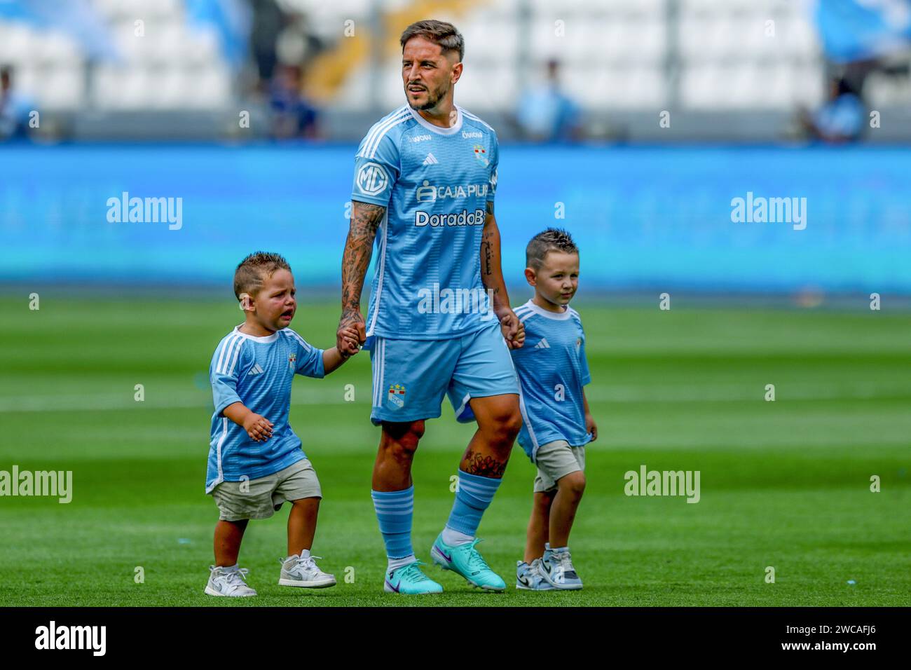 Lima, Peru. 14th Jan, 2024. Alejandro Hohberg of Sporting Cristal during the friendly match between Sporting Cristal and Universidad Catolica de Chile played at Nacional Stadium on January 14, 2024 in Lima, Peru. (Photo by Miguel Marrufo/PRESSINPHOTO) Credit: PRESSINPHOTO SPORTS AGENCY/Alamy Live News Stock Photo