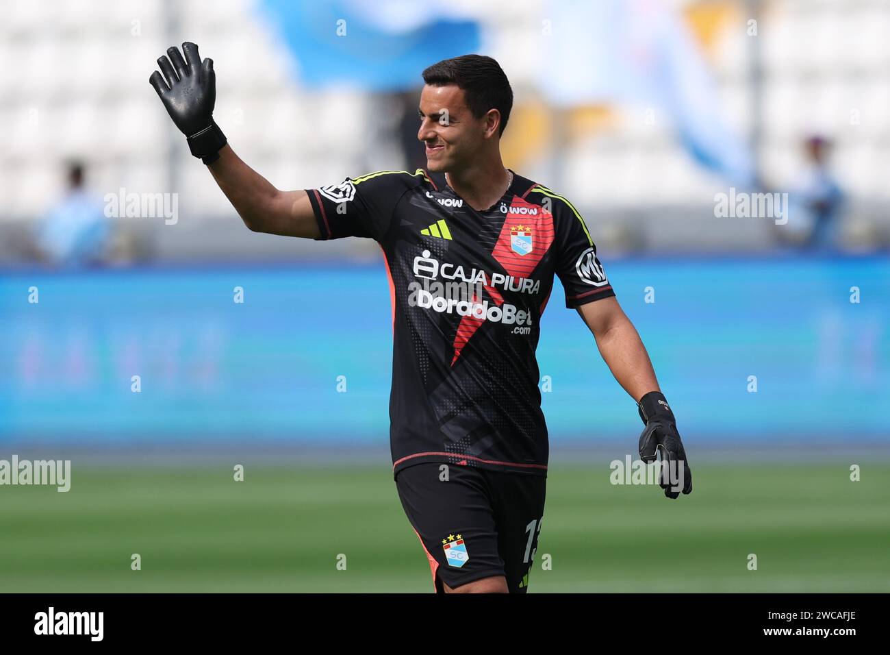 Lima, Peru. 14th Jan, 2024. Alejandro Duarte of Sporting Cristal during the friendly match between Sporting Cristal and Universidad Catolica de Chile played at Nacional Stadium on January 14, 2024 in Lima, Peru. (Photo by Miguel Marrufo/PRESSINPHOTO) Credit: PRESSINPHOTO SPORTS AGENCY/Alamy Live News Stock Photo