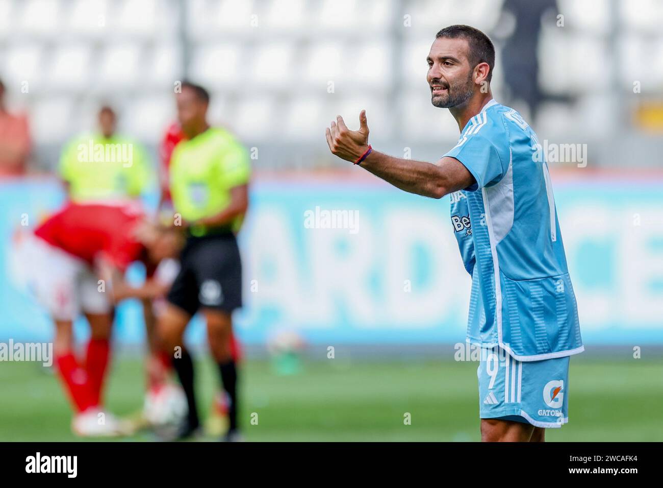 Lima, Peru. 14th Jan, 2024. Martin Cauteruccio of Sporting Cristal during the friendly match between Sporting Cristal and Universidad Catolica de Chile played at Nacional Stadium on January 14, 2024 in Lima, Peru. (Photo by Miguel Marrufo/PRESSINPHOTO) Credit: PRESSINPHOTO SPORTS AGENCY/Alamy Live News Stock Photo