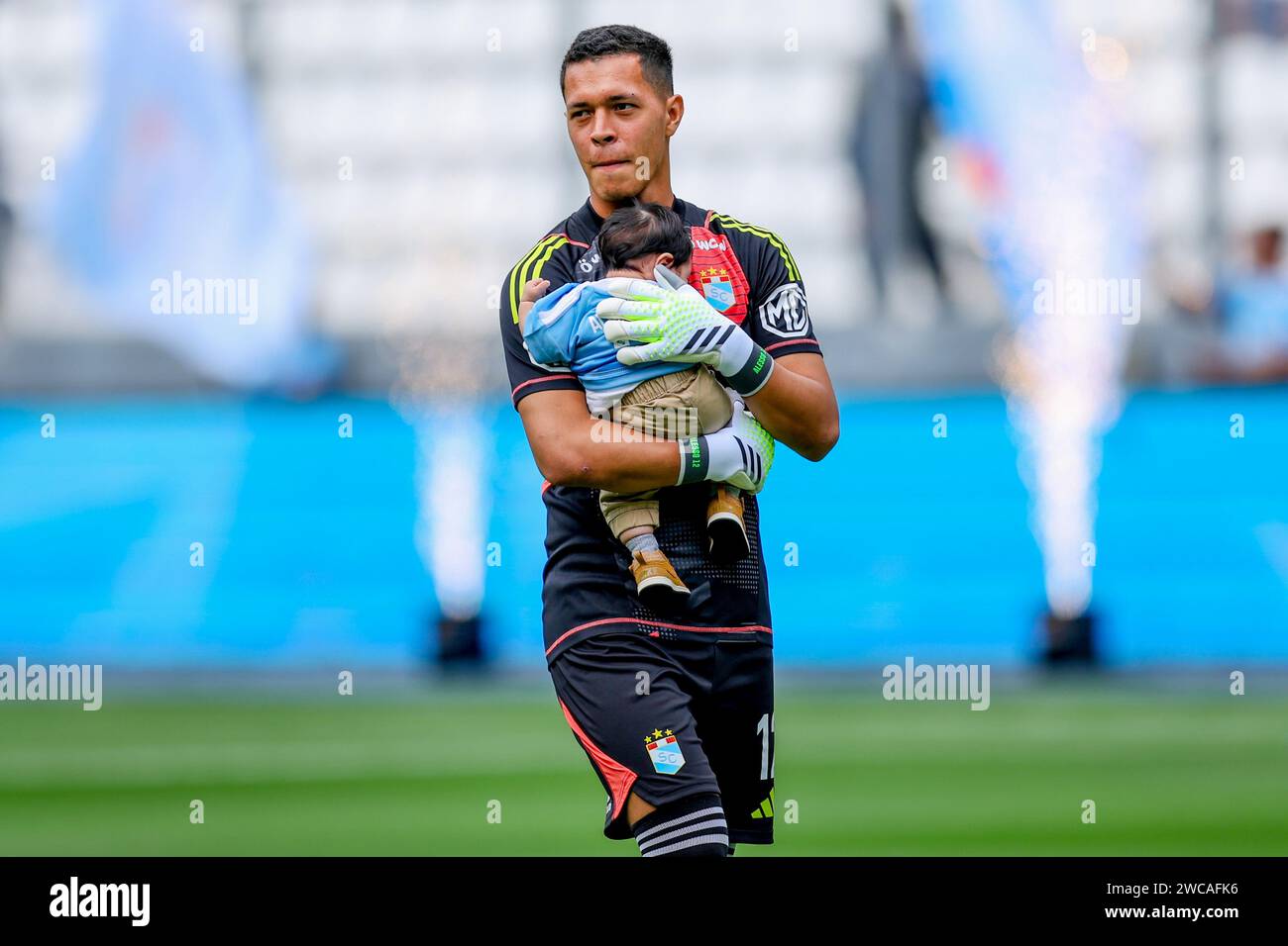 Lima, Peru. 14th Jan, 2024. Renato Solis of Sporting Cristal during the friendly match between Sporting Cristal and Universidad Catolica de Chile played at Nacional Stadium on January 14, 2024 in Lima, Peru. (Photo by Miguel Marrufo/PRESSINPHOTO) Credit: PRESSINPHOTO SPORTS AGENCY/Alamy Live News Stock Photo