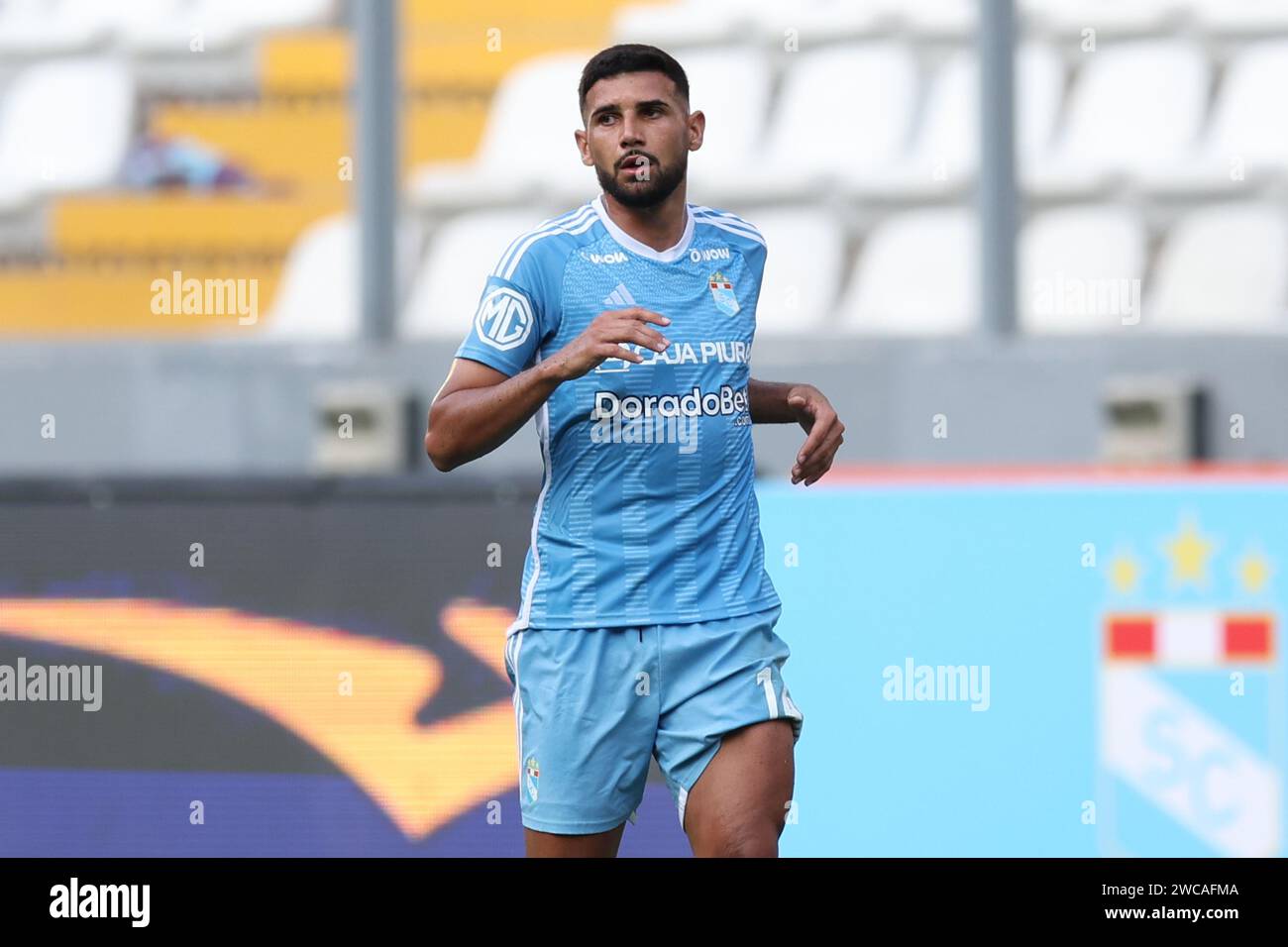 Lima, Peru. 14th Jan, 2024. Ignacio Da Silva of Sporting Cristal during the friendly match between Sporting Cristal and Universidad Catolica de Chile played at Nacional Stadium on January 14, 2024 in Lima, Peru. (Photo by Miguel Marrufo/PRESSINPHOTO) Credit: PRESSINPHOTO SPORTS AGENCY/Alamy Live News Stock Photo