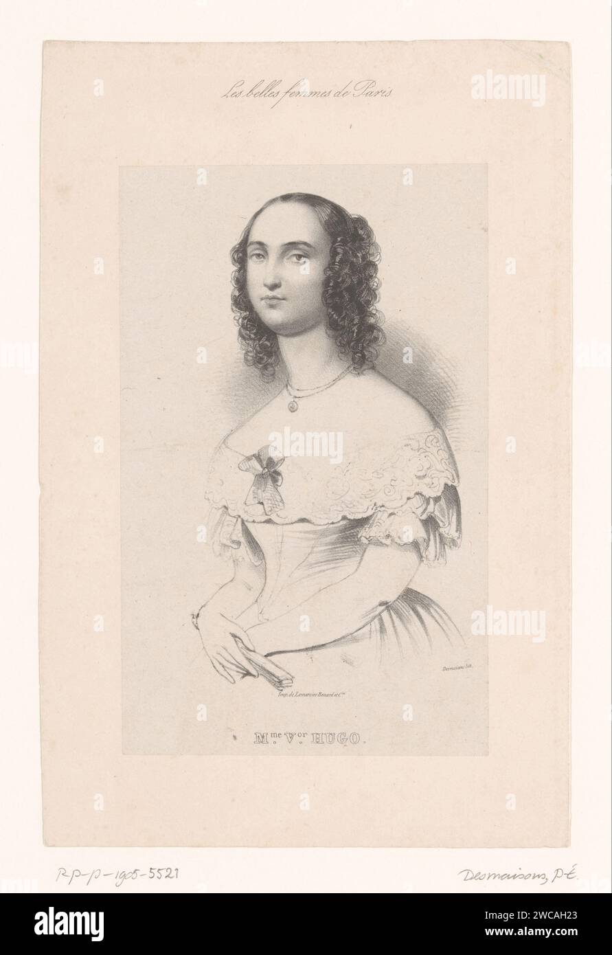 Portret van Adèle Foucher, Émilien Desmaisons, in Or after 1830 - in or before 1850 print  Paris paper.  historical persons Stock Photo